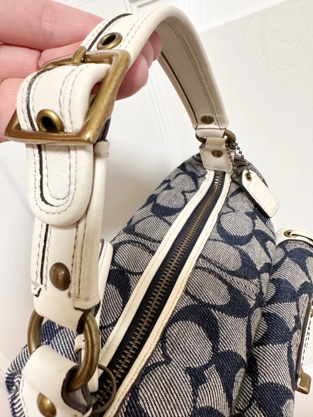 Coach 2006 Legacy Hamptons Mini Shoulder Bag Denim Signature Canvas Rare Y2K